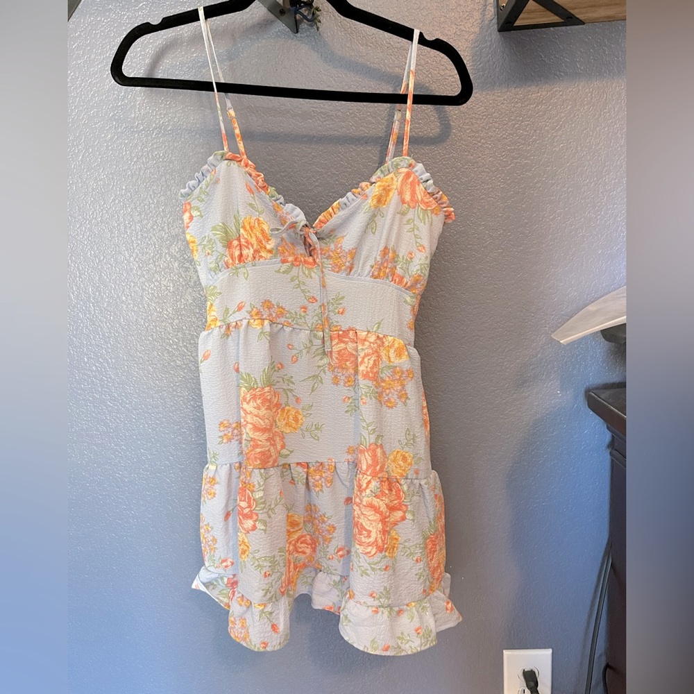 Love Tree blue with flowers summer dress small